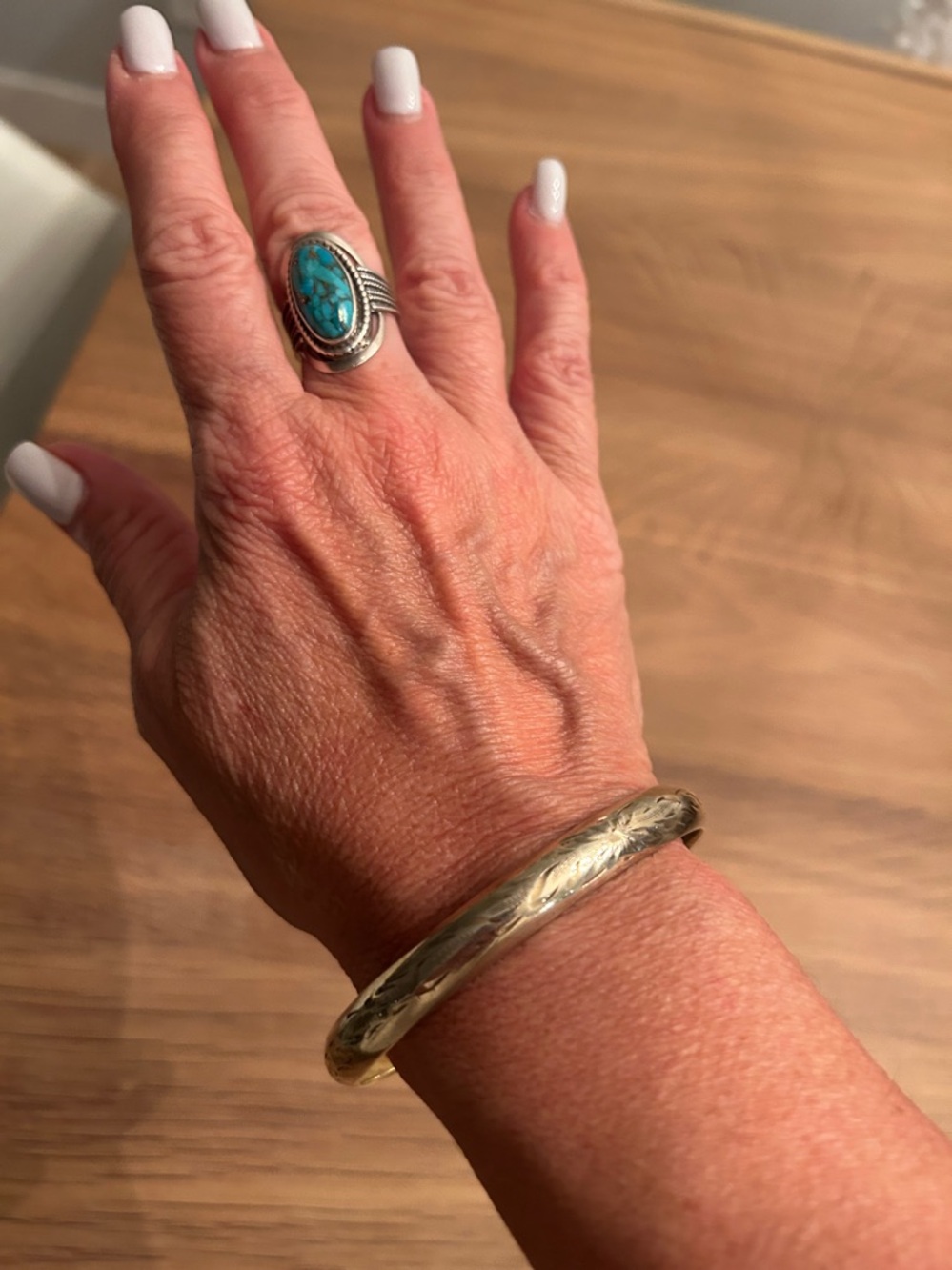 Burkhardt Sterling Silver Bangle Floral Engraved Vintage - Picture 6 of 6